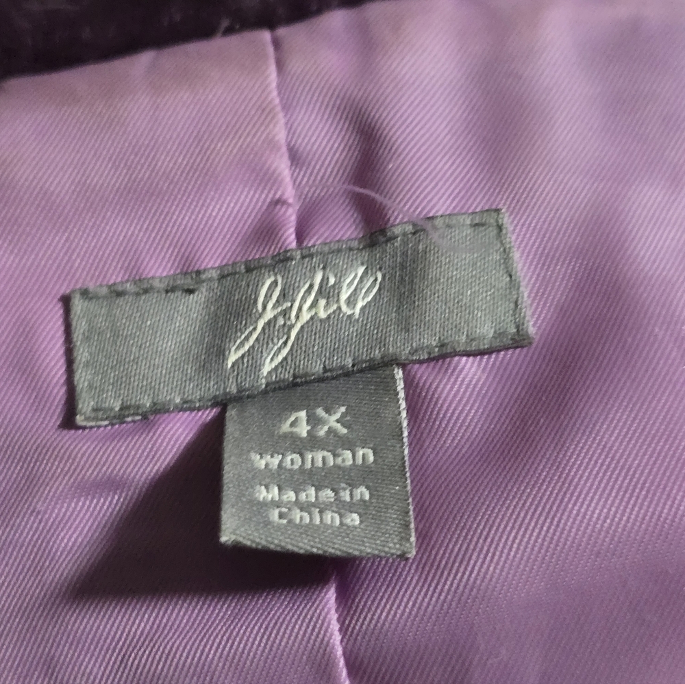 Artsy and Chic J.Jill Plum Velvet Embroidered Button-Front Jacket - Picture 4 of 8